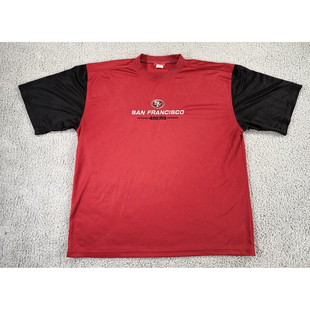 Vintage NFL San Francisco 49ers Shirt Mens 2XL Red Black Colorblock Short Sleeve